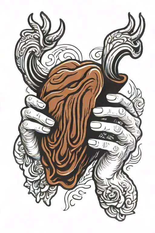 Praying Hands Holding A Beef Short Rib