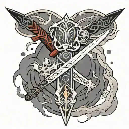 Avatar The Last Airbender Sword With Earth Air Water Fire Elemental Symbols