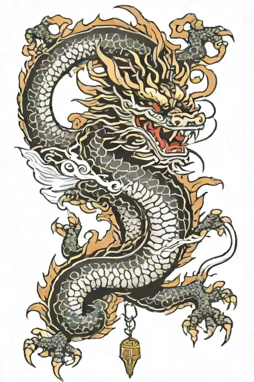 Japanese Dragon Around A Japanese Temple