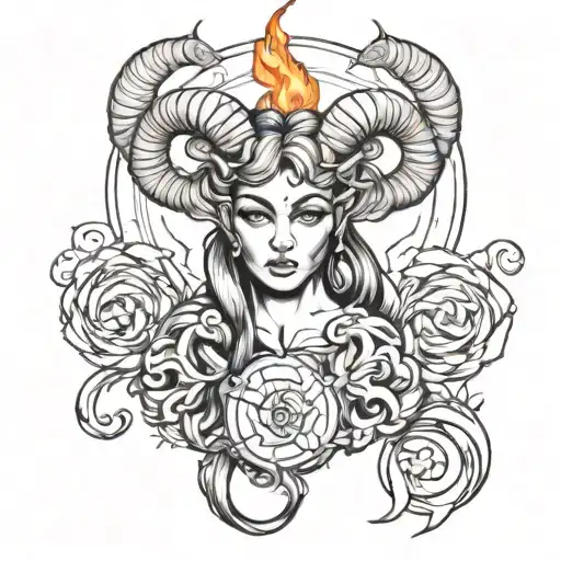 Aries Female With Fire Coming