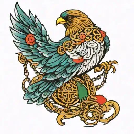 Persian Flag Mixed With Bird Pulling The Chain