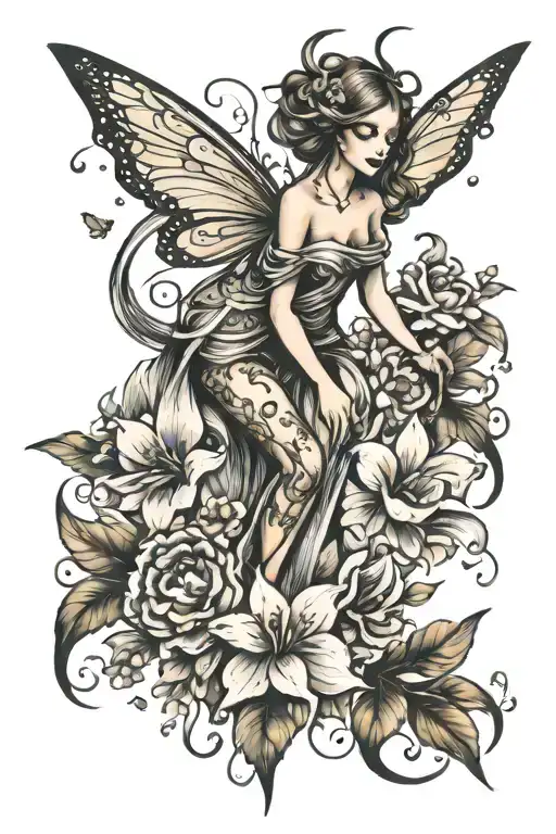 Fairy Flying And Flowers Wrapped