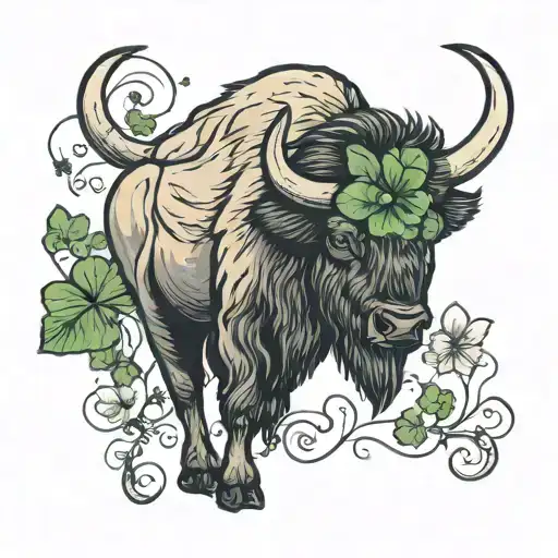 Bison With A Four Leaf Clover