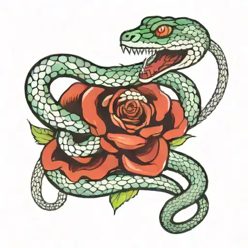 Snake Around Arm With Chain From Wrist To Elbow