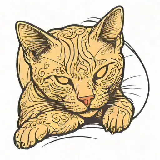 Cream Colored Domestic Short Hair Cat Sleeping