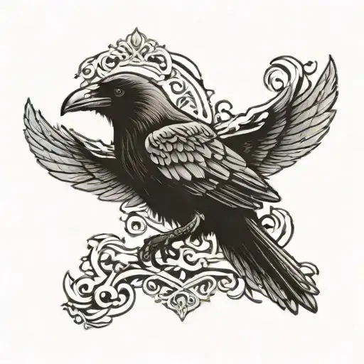 Raven Tattoo On Chest