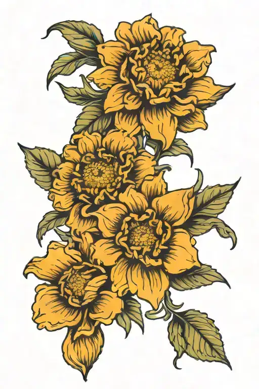 Marigold And Daisy And Daffodil