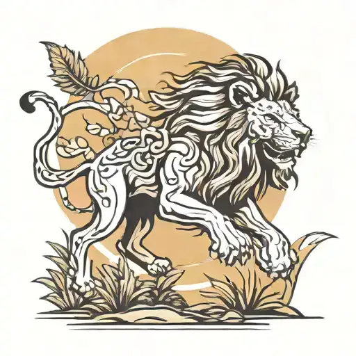 Lion Escaping Jungle