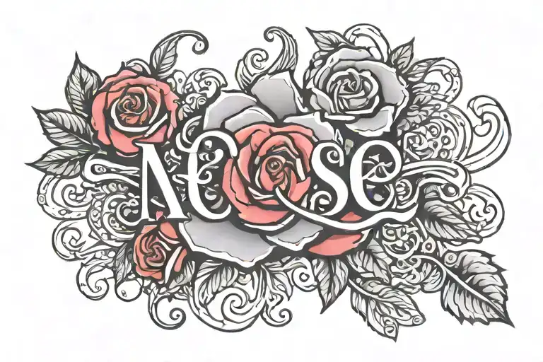 Name Written Rose Surrounded