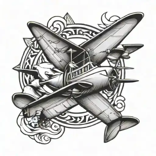 Airplane With A Bird Logo Intertwined