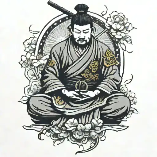 Samurai Praying To Budha