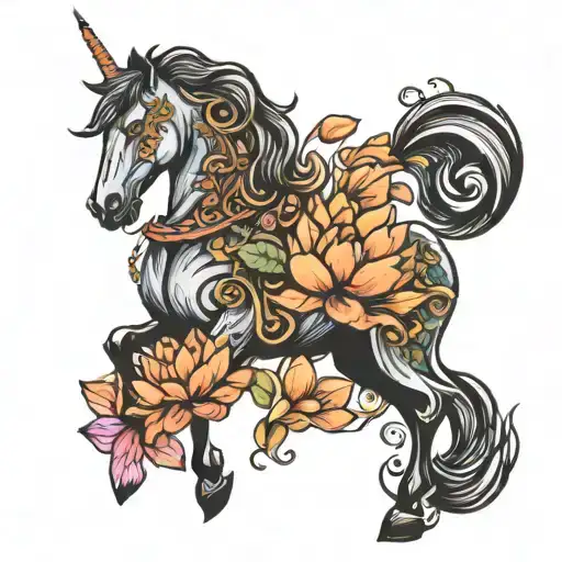 Majestic Stallion With A Lotus