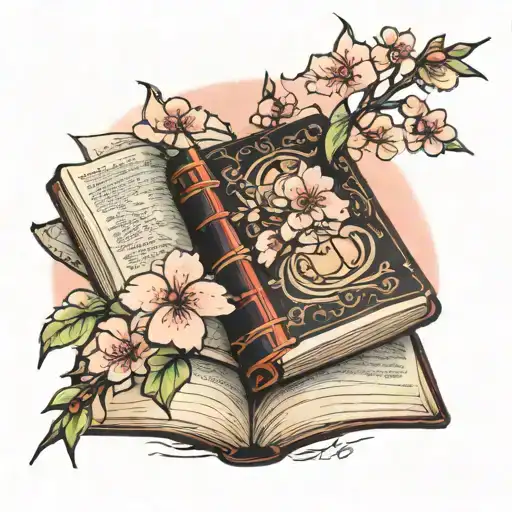 Book And Cherry Blossom