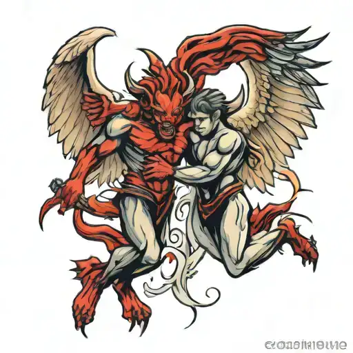 Devil Fighting Angel Wings