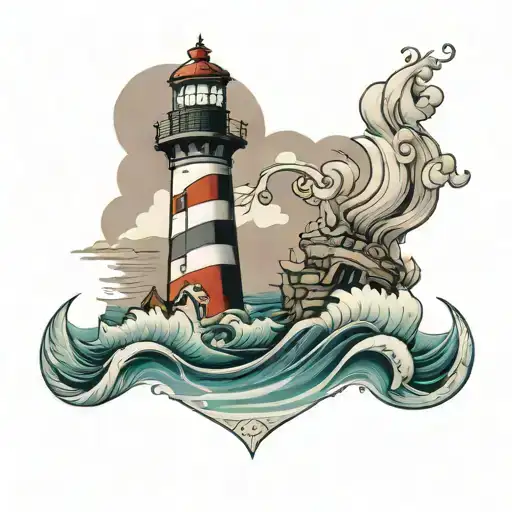 Lighthouse In The Sea Success Happiness Luck