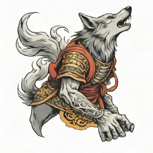 Wolf Samurai Sleeve Design Facing Forward