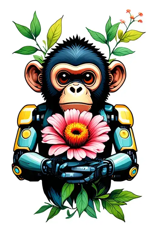 Monkey Holding Flower Robotic