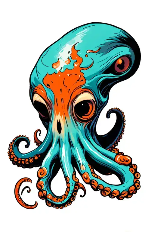 Horror Octopus Orange Bright