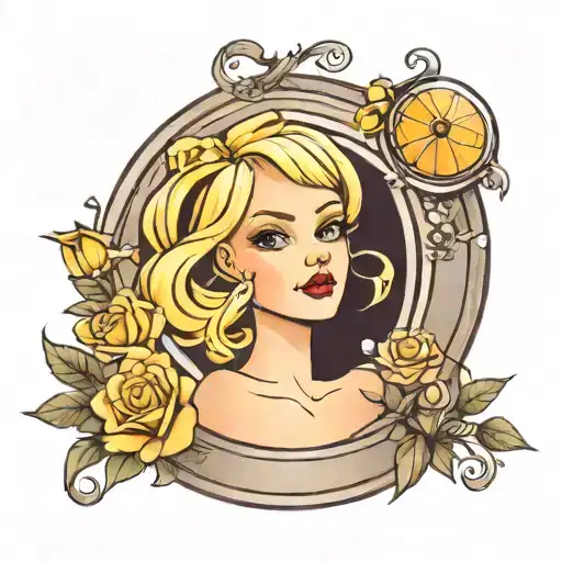 Hot Blondy Cartoon Girl Inside A Martini Glass