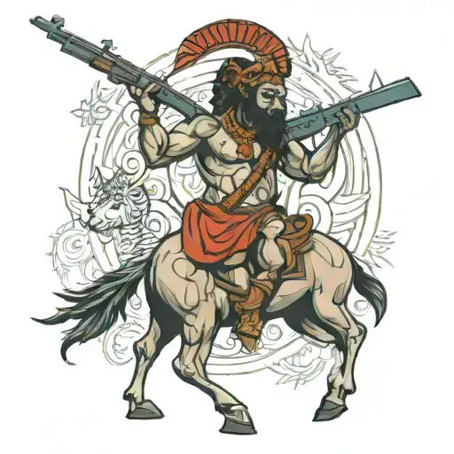 African Centaur Holding A Ak47