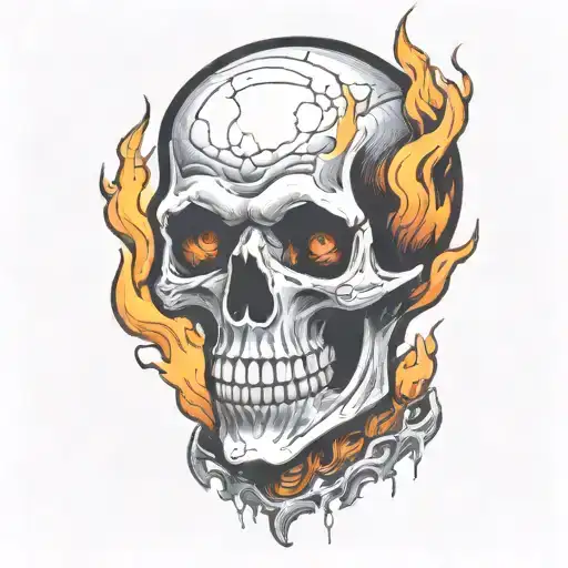 Burning Skeleton Suffering In Pain Hurt Torture Scary Fire