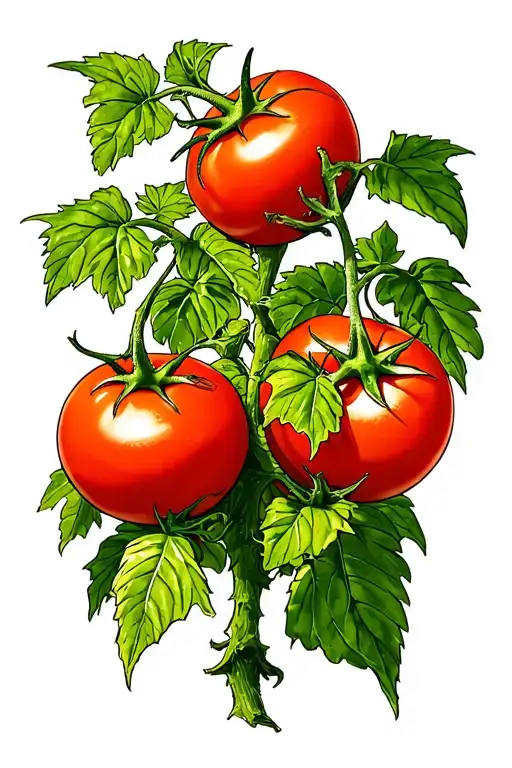 Tomato Plant Growing With 3 Tomatos