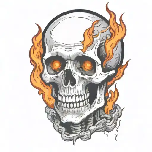 Burning Skeleton Suffering In Pain Hurt Torture Scary Fire