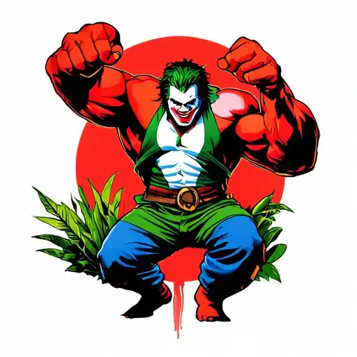 Red Hulk Fighting Lapu Lapu Lapu Warrior Joker Jack Nicholson Heath Ledger