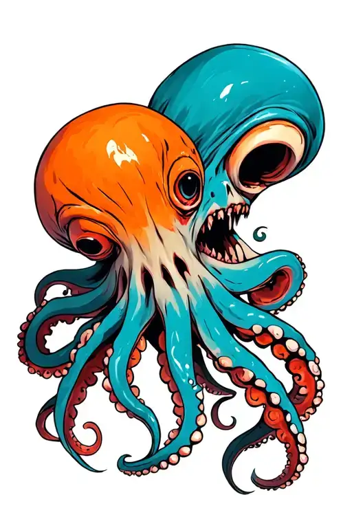 Horror Octopus Orange Bright