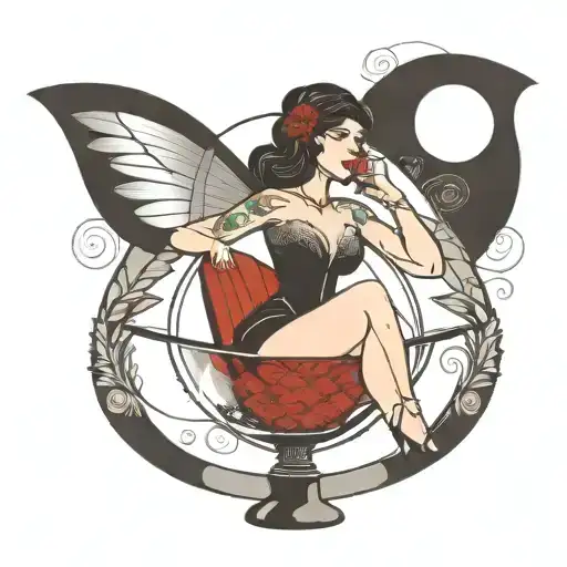 A Woman Sitting Inside A Martini Glass Minimalist