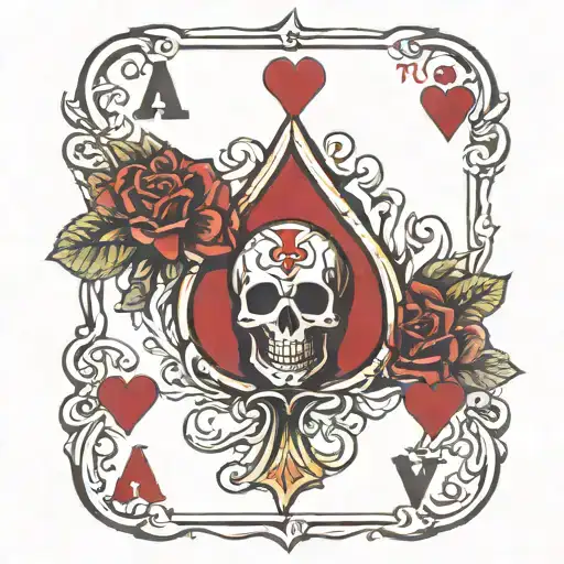 Ace Of Hearts With Skull