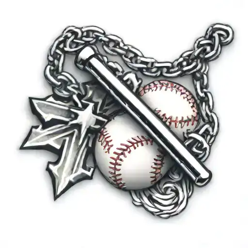 Baseball And Cross Necklace