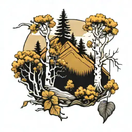 Aspen Trees Growing Out Of A Mountain Landscape