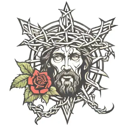 Jesus Christ Crown Of Thorns Looking Forward