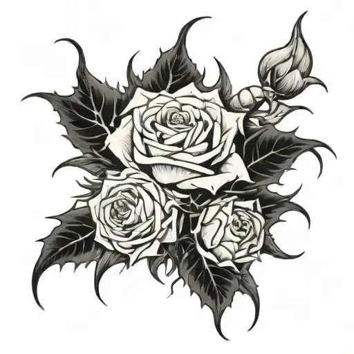Thorns Paint For Tattoo Black And White