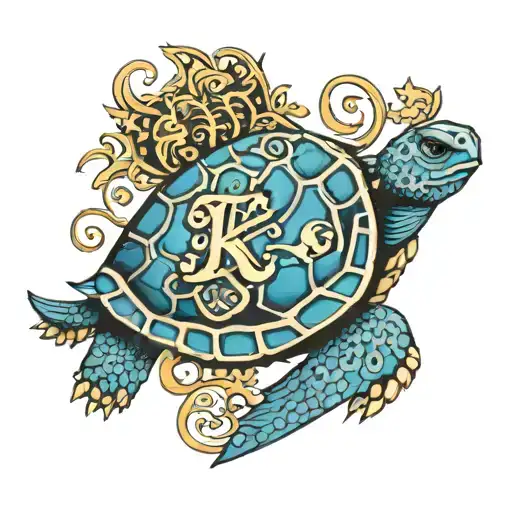 Blue Turtle With The Letters K T Unperceived Or Subliminal