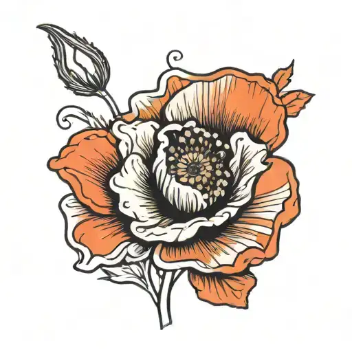 Poppy Flower Tattoo Design Inter Milan Black