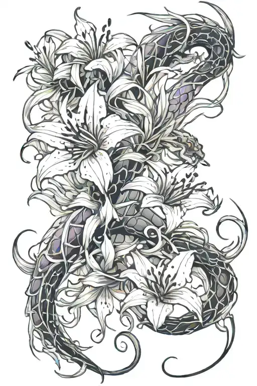 Spider Lily Flower And Dragon Wrapped