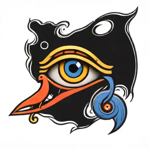 Eye Of Horus Blue Iris Combined With Golden Pi Symbol And A Red Semicolon
