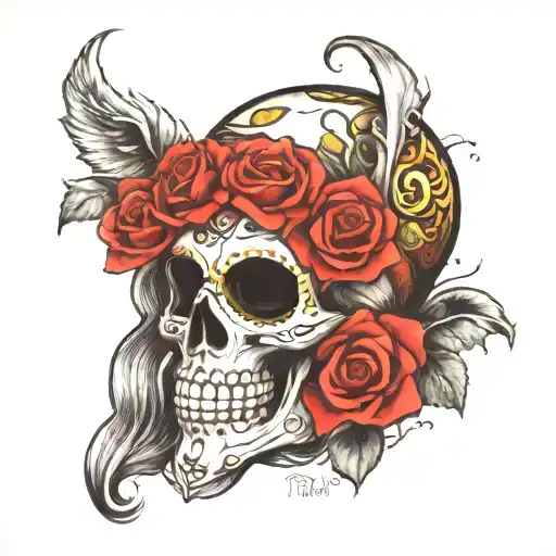 Creepy Picture Of Santa Muerta In The Center