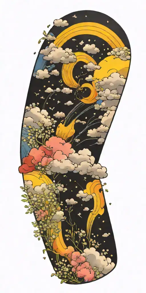 Storm Clouds Forming With A Rainbow And Baby's Breath