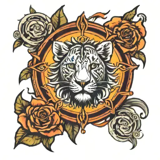 Leo Sign Tattoos With Sun Rising