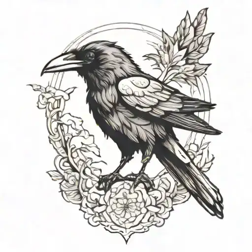 A Raven Drawn Using Only Lines For Shading And Such