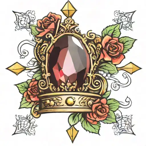 King Crown Three Point With Birthstones Surrounding