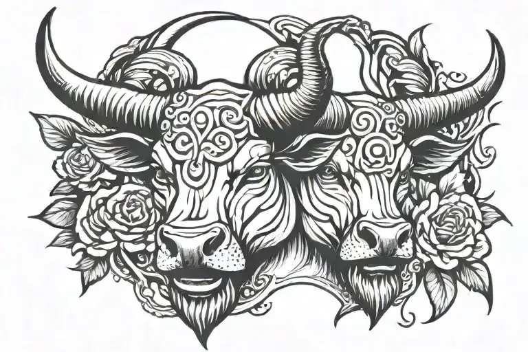 Taurus Bull Face Tattoo Design