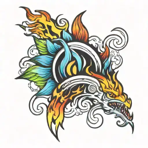 Rainbow With Fire Flames