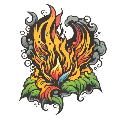 Rainbow Colors With Fire Coming