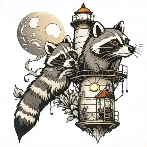 Racoon Lighthouse Shining