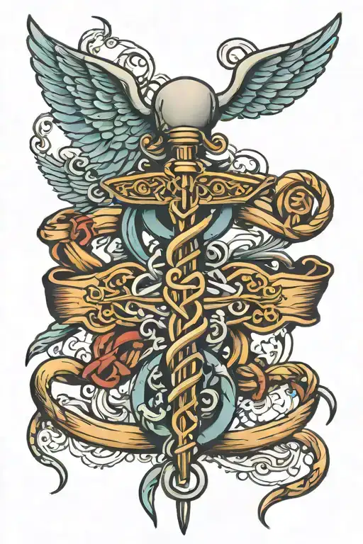 Nautical Medical Caduceus Intertwined