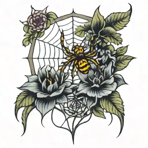 Flower And Spider Web